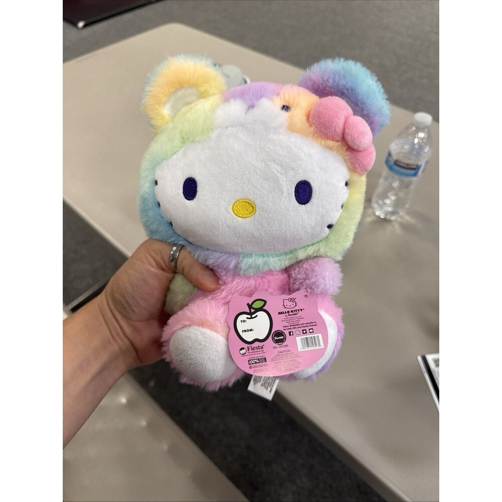 Sanrio HELLO KITTY Plush Rainbow Sherbet Colorful Costume FIESTA 10.5 in NWT